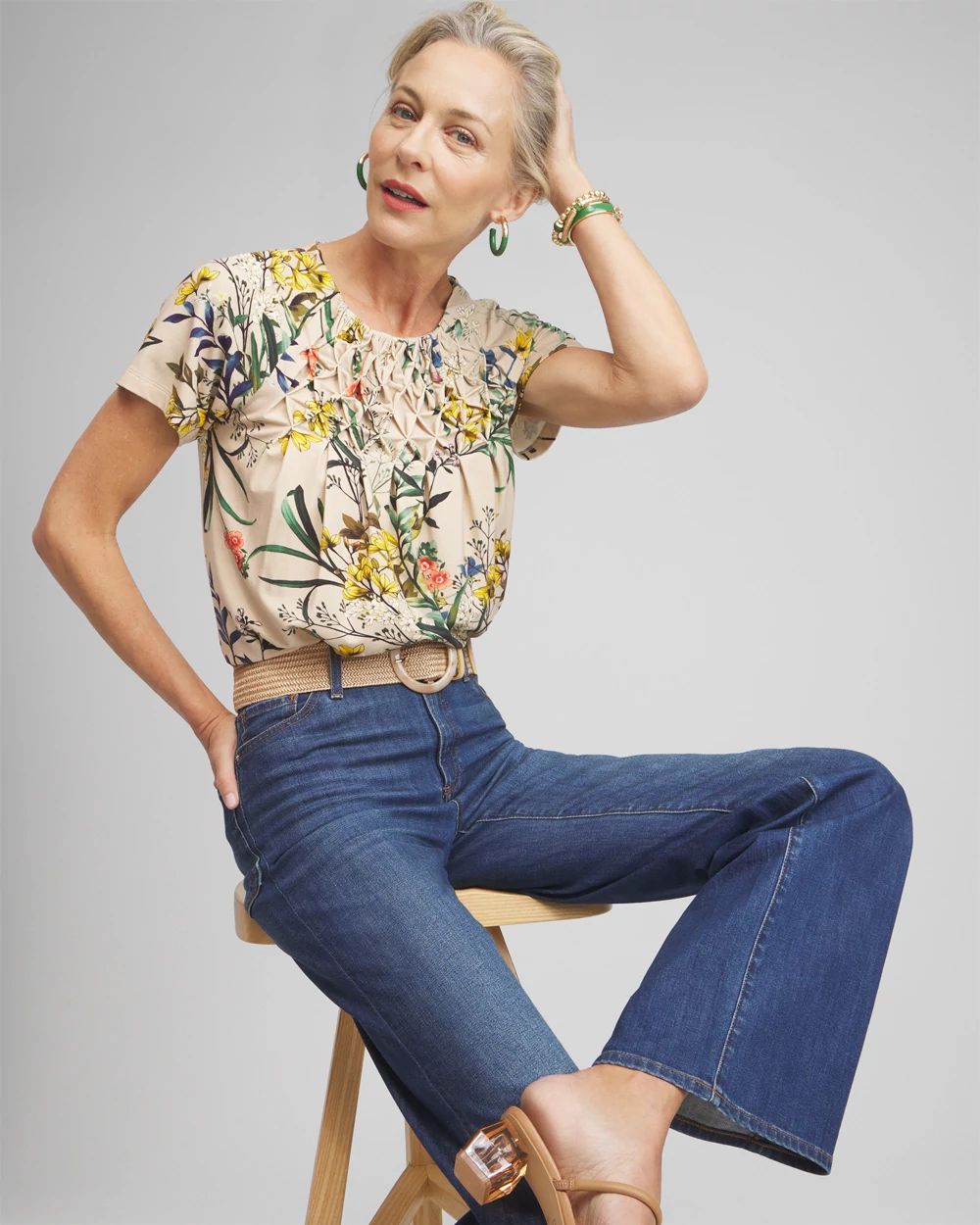 Tostalgic clothing花柄　デコルテトップス Touch of Cool™ Floral Smocked Top | Chico's